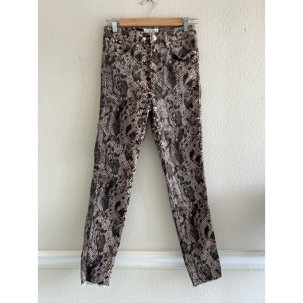 Free People Leopard Print Skinny Jeans Size 28 Animal Pattern Indie Sleaze Edgy